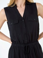 Roman Black Button Through Utility Playsuit - Image 5 of 5