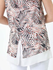 Roman Black Leaf Print Double Layer Vest Top - Image 5 of 5