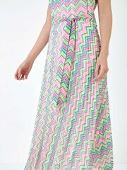 Roman Black Zig Zag Halter Neck Pleated Dress - Image 5 of 5