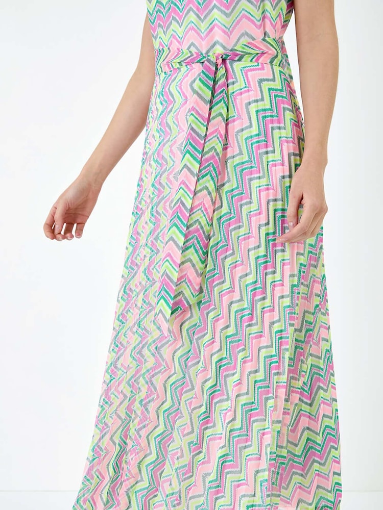 Roman Black Zig Zag Halter Neck Pleated Dress - Image 5 of 5