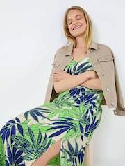Roman Green Tropical Palm Print Midi Dress - Image 2 of 5