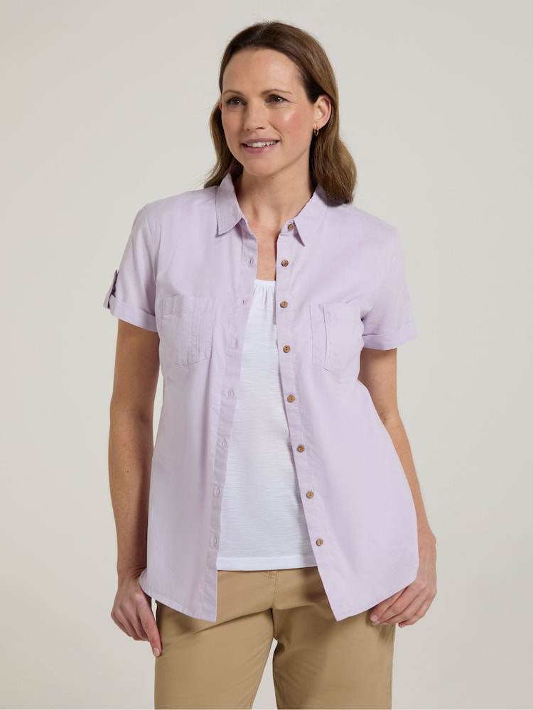 Mountain Warehouse Purple Womens Coconut Short Sleeve 100% Cotton Shirt - Image 1 of 8