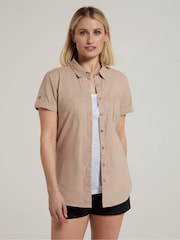 Mountain Warehouse Natural Womens Coconut Short Sleeve 100% Cotton Shirt - Image 1 of 4