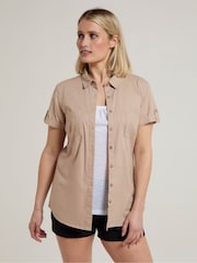 Mountain Warehouse Natural Womens Coconut Short Sleeve 100% Cotton Shirt - Image 2 of 4