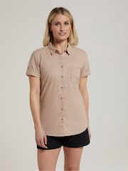 Mountain Warehouse Natural Womens Coconut Short Sleeve 100% Cotton Shirt - Image 4 of 4