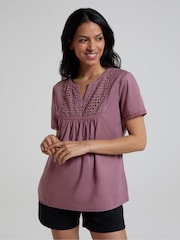 Mountain Warehouse Purple Paris Womens Embroidered 100% Cotton Top - Image 1 of 4