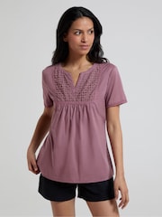 Mountain Warehouse Purple Paris Womens Embroidered 100% Cotton Top - Image 3 of 4