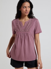 Mountain Warehouse Purple Paris Womens Embroidered 100% Cotton Top - Image 4 of 4