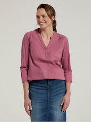 Mountain Warehouse Pink Womens Relaxed Fit Petra 3/4 Sleeve 100% Cotton Shirt - Image 1 of 4