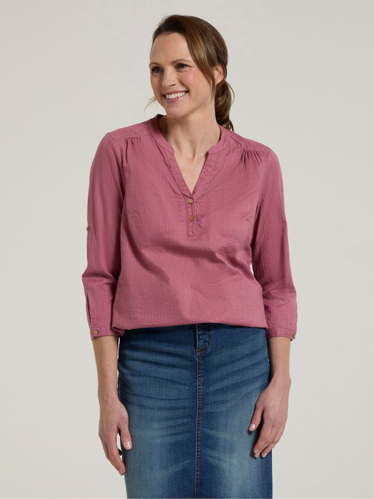 Mountain Warehouse Pink Womens Relaxed Fit Petra 3/4 Sleeve 100% Cotton Shirt - Image 1 of 4