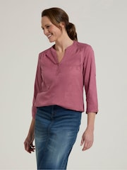Mountain Warehouse Pink Womens Relaxed Fit Petra 3/4 Sleeve 100% Cotton Shirt - Image 2 of 4