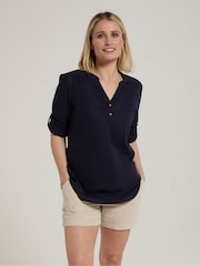 Mountain Warehouse Blue Womens Relaxed Fit Petra 3/4 Sleeve 100% Cotton Shirt - Image 2 of 9