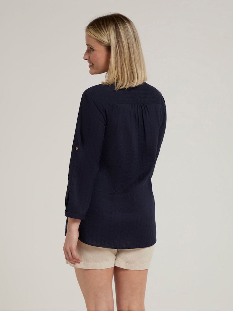 Mountain Warehouse Blue Womens Relaxed Fit Petra 3/4 Sleeve 100% Cotton Shirt - Image 3 of 9
