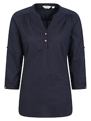 Mountain Warehouse Blue Womens Relaxed Fit Petra 3/4 Sleeve 100% Cotton Shirt - Image 5 of 9