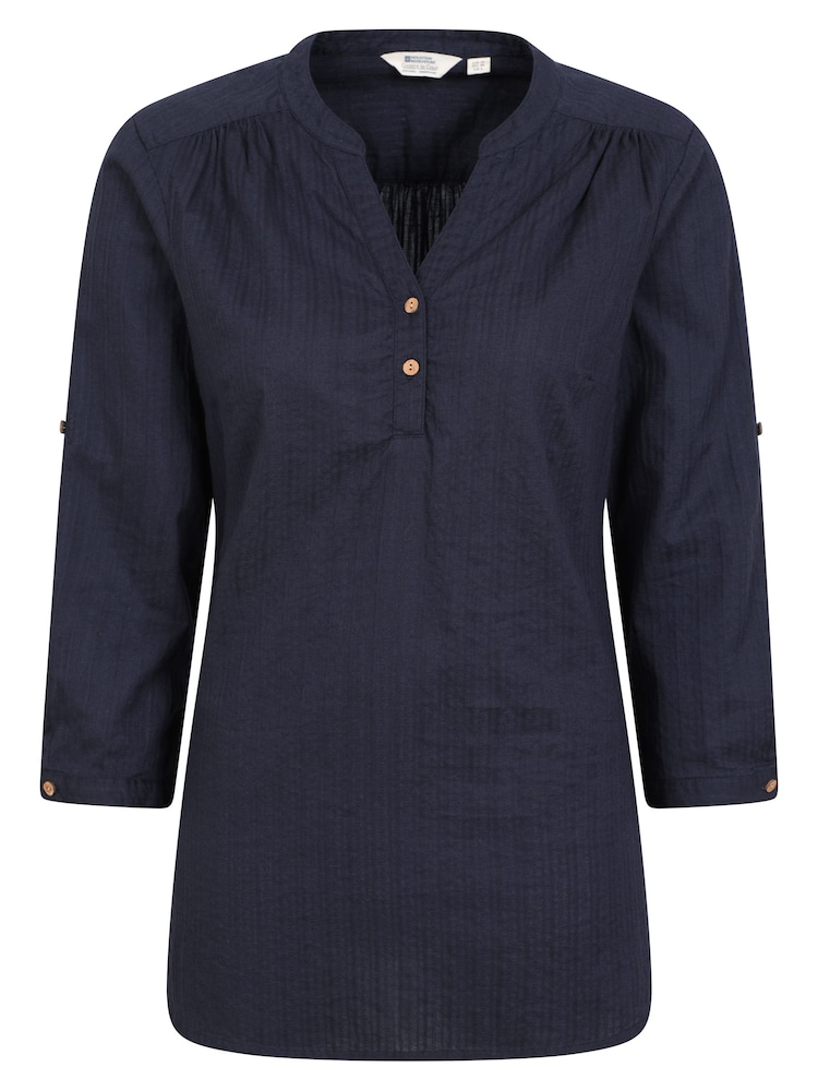 Mountain Warehouse Blue Womens Relaxed Fit Petra 3/4 Sleeve 100% Cotton Shirt - Image 5 of 9