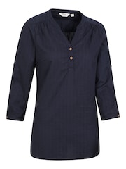 Mountain Warehouse Blue Womens Relaxed Fit Petra 3/4 Sleeve 100% Cotton Shirt - Image 6 of 9
