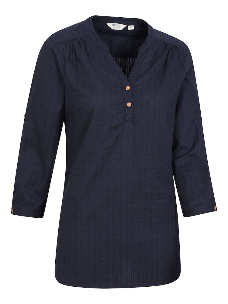 Mountain Warehouse Blue Womens Relaxed Fit Petra 3/4 Sleeve 100% Cotton Shirt - Image 6 of 9