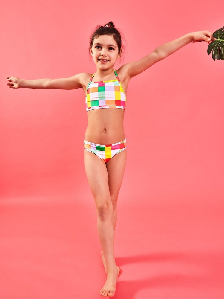 Angels By Accessorize Black Girls Reversible Check Bikinis - Image 1 of 3