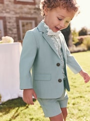 Mineral Blue Blazer Shirt Shorts and Bow Tie Set (3mths-9yrs) - Image 3 of 9