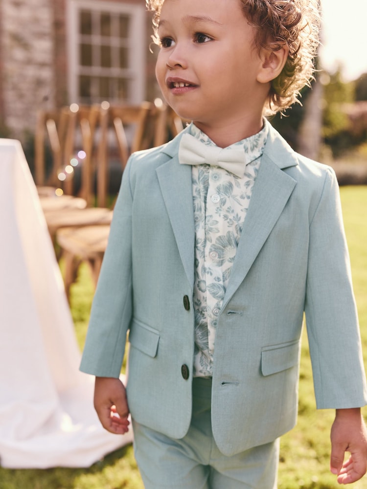 Mineralblau - Set aus Blazer, Hemd, Shorts und Fliege (3M.–9J.) - Image 4 of 9