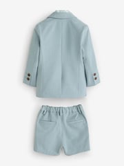 Mineral Blue Blazer Shirt Shorts and Bow Tie Set (3mths-9yrs) - Image 5 of 9