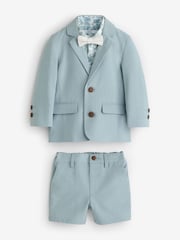 Mineral Blue Blazer Shirt Shorts and Bow Tie Set (3mths-9yrs) - Image 6 of 9