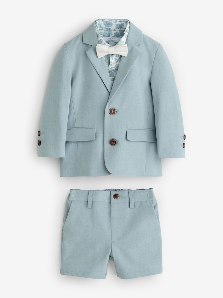 Mineralblau - Set aus Blazer, Hemd, Shorts und Fliege (3M.–9J.) - Image 6 of 9