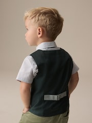 Sage Green Puppytooth Waistcoat, Shirt and Bow Tie Set (3mths-9yrs) - Image 3 of 9