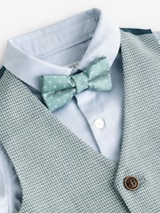 Sage Green Puppytooth Waistcoat, Shirt and Bow Tie Set (3mths-9yrs) - Image 8 of 9