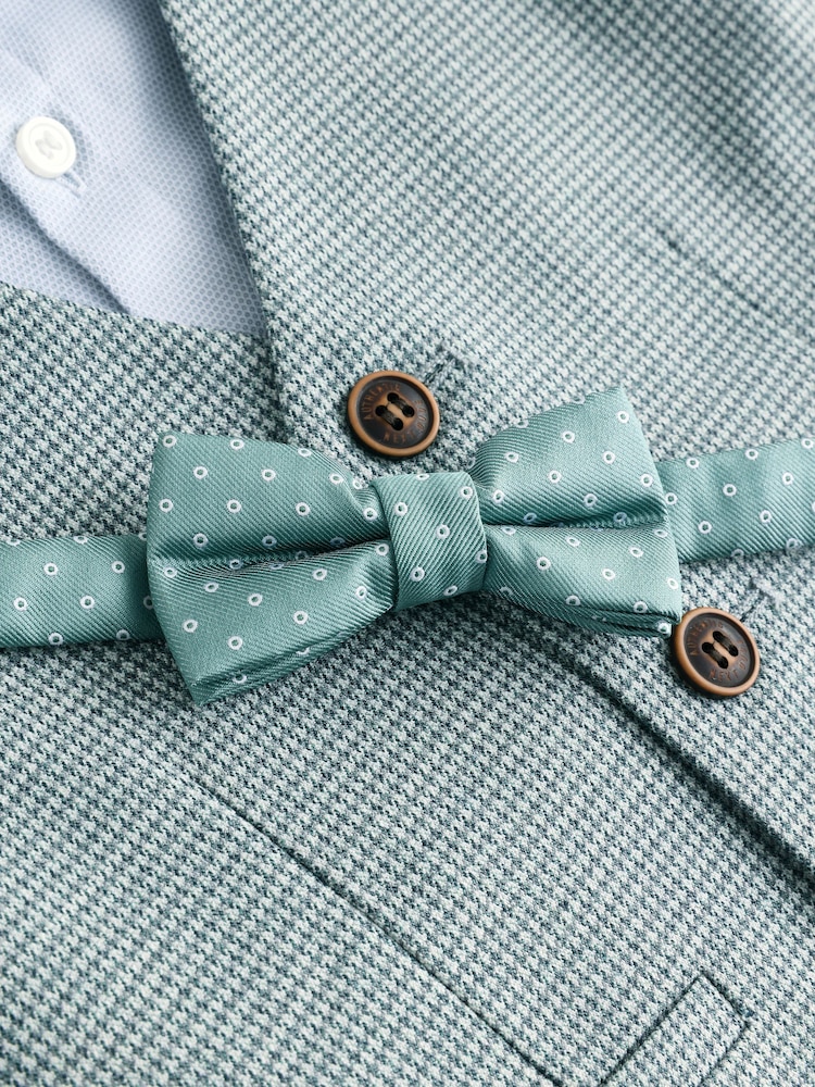 Sage Green Puppytooth Waistcoat, Shirt and Bow Tie Set (3mths-9yrs) - Image 9 of 9