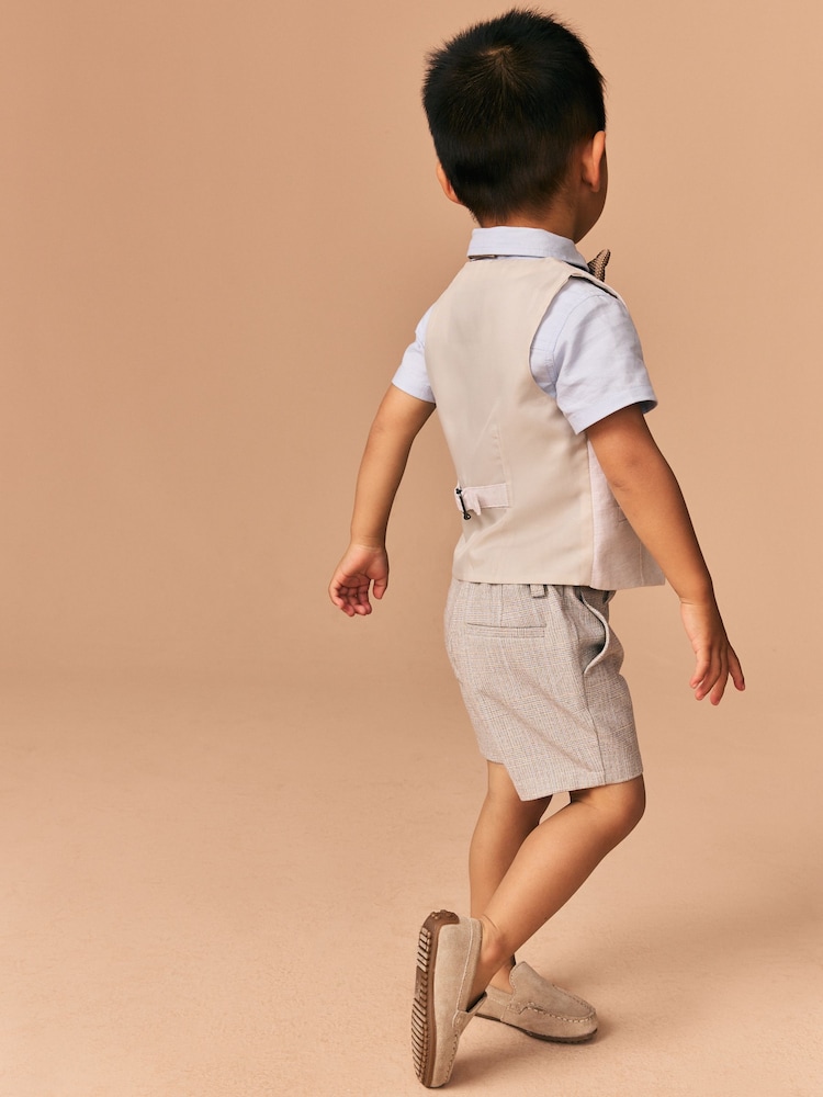 Fauve neutre - Ensemble Gilet Chemises Shorts et Noeud Cravate (3mois -9ans) - Image 3 of 4