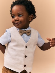 Neutral Tan Waistcoat Shirt and Bowtie Set (3mths-9yrs) - Image 1 of 10