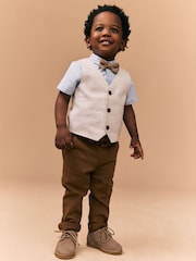 Neutral Tan Waistcoat Shirt and Bowtie Set (3mths-9yrs) - Image 2 of 10