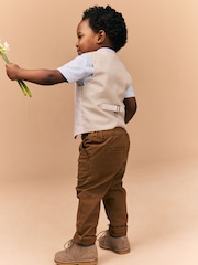 Neutral Tan Waistcoat Shirt and Bowtie Set (3mths-9yrs) - Image 3 of 10