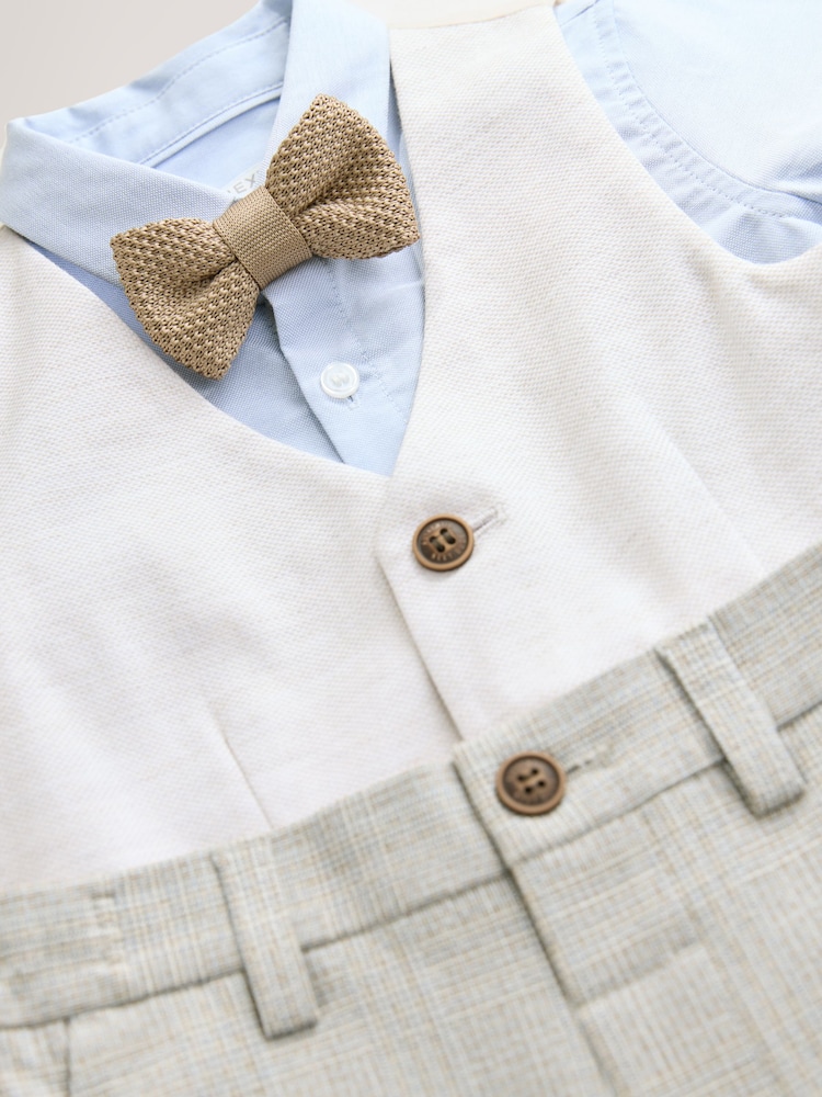 Neutral Tan Waistcoat Shirt and Bowtie Set (3mths-9yrs) - Image 9 of 10