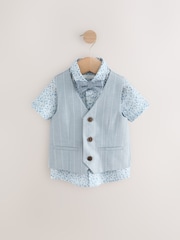 Blue Pinstripe Waistcoat Shirt and Bowtie Set (3mths-9yrs) - Image 1 of 5