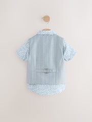 Blue Pinstripe Waistcoat Shirt and Bowtie Set (3mths-9yrs) - Image 2 of 5