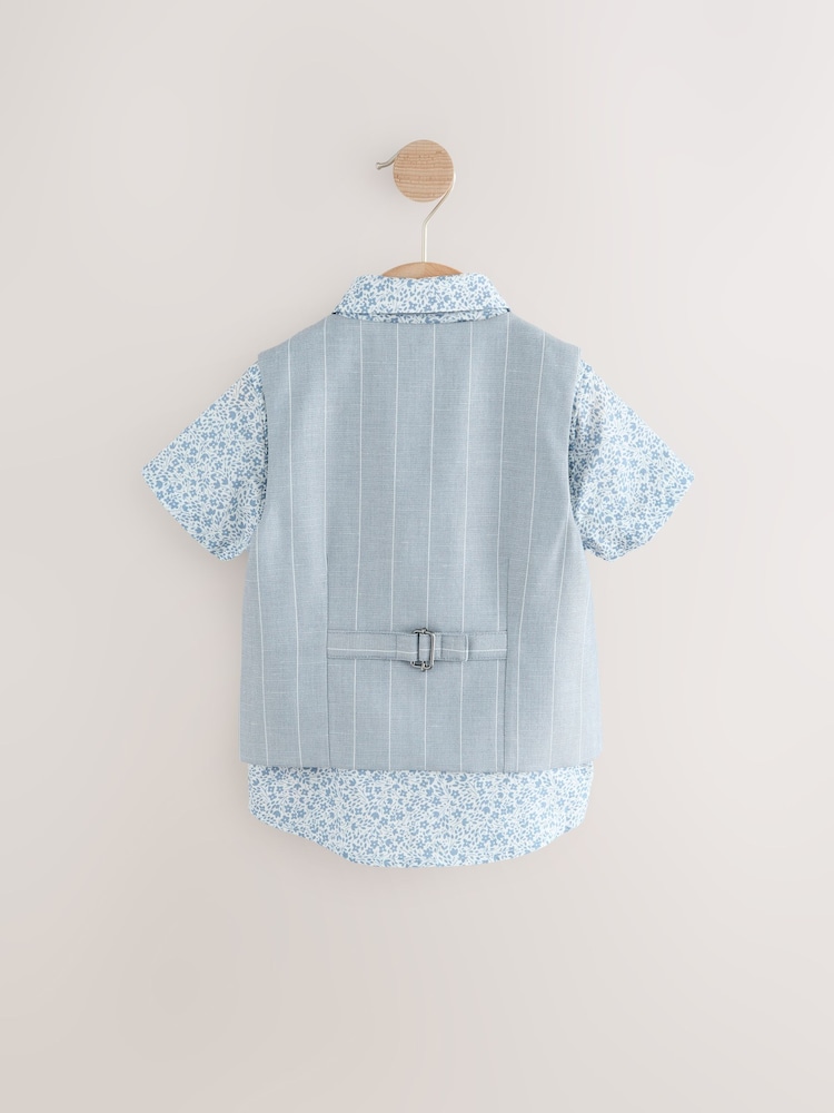 Blue Pinstripe Waistcoat Shirt and Bowtie Set (3mths-9yrs) - Image 2 of 5