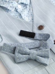 Blue Pinstripe Waistcoat Shirt and Bowtie Set (3mths-9yrs) - Image 4 of 5