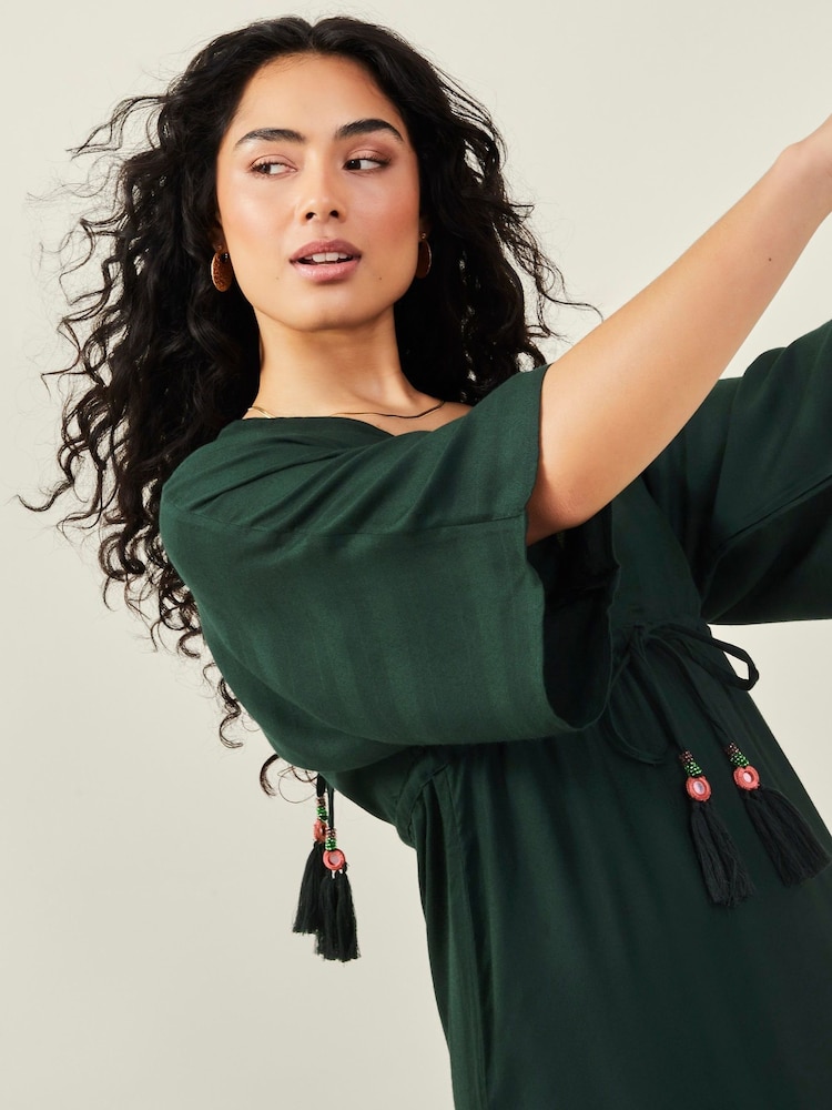 أخضر - فستان كيمونو بشرابة من Accessorize - صورة 2 من 4