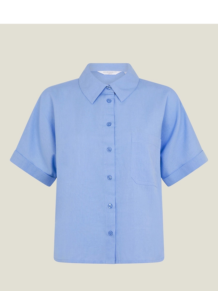 Accessorize Blue Cotton/Linen Mix Beach Shirt - Image 4 of 4