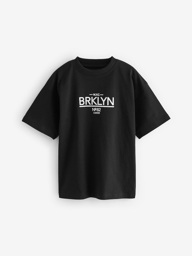 Black NYC Relaxed Fit 100% Cotton Short Sleeve T-Shirt (3-16yrs) - Image 1 of 3 Black NYC Relaxed Fit 100% Cotton Short Sleeve T-Shirt (3-16yrs) - Image 1 of 3