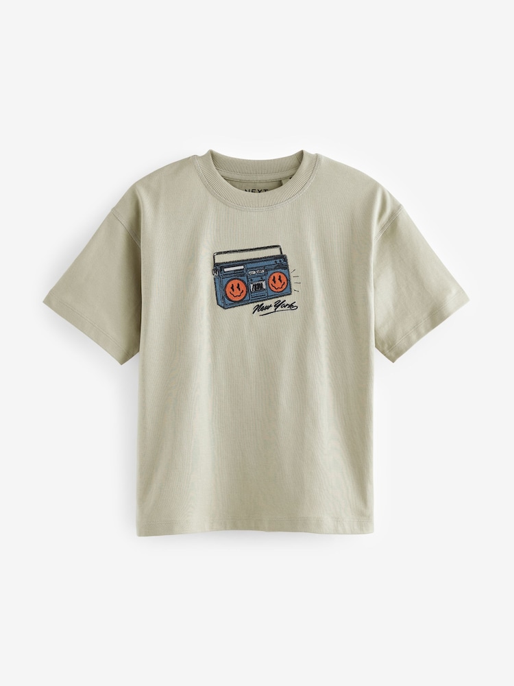 Stone Embroidery Relaxed Fit Short Sleeve Graphic 100% Cotton T-Shirt (3-16yrs) - Image 1 of 4