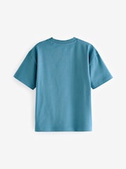 Teal Blue Embroidery Relaxed Fit Short Sleeve Graphic 100% Cotton T-Shirt (3-16yrs) - Image 2 of 4
