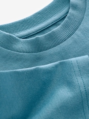 Teal Blue Embroidery Relaxed Fit Short Sleeve Graphic 100% Cotton T-Shirt (3-16yrs) - Image 4 of 4
