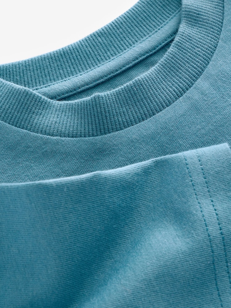 Teal Blue Embroidery Relaxed Fit Short Sleeve Graphic 100% Cotton T-Shirt (3-16yrs) - Image 4 of 4