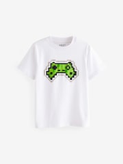 White Pixel Controller Short Sleeves Graphic 100% Cotton T-Shirt (3-16yrs) - Image 1 of 4