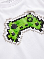 White Pixel Controller Short Sleeves Graphic 100% Cotton T-Shirt (3-16yrs) - Image 3 of 4