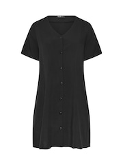 Yours Curve Black Button Through Tunic Dress - Image 5 of 5
