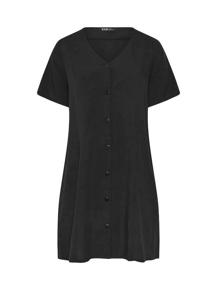 Yours Curve Black Button Through Tunic Dress - Image 5 of 5 Yours Curve Black Button Through Tunic Dress - Image 5 of 5